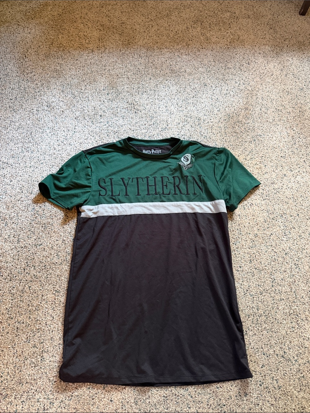 Warner Bros. Slytherin Two-Tone Jersey Tee in Green, Black & Gray